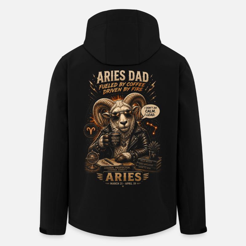 Widder-Papa: Kaffee und Astralfeuer – Tierkreis - Recycelte Männer Softshell-Jacke von Stanley/Stella - Schwarz