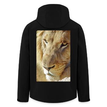 Lion Dream Portrait in Sunlight - Men’s Recycled Softshell Jacket by Stanley/Stella - black - Back - AI Model Male 185 light (185cm)