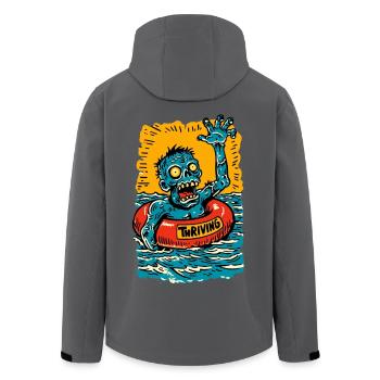 Thriving Zombie im Rettungsring - Recycelte Männer Softshell-Jacke von Stanley/Stella - Schwarz - Hinten - AI Model Male 185 light (185cm)