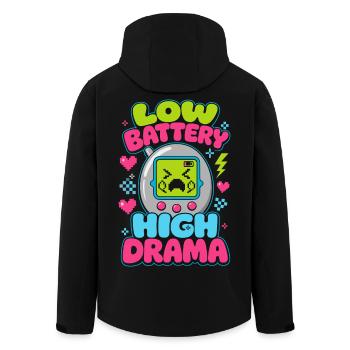 Low Battery High Drama Retro - Men’s Recycled Softshell Jacket by Stanley/Stella - black - Back - AI Model Male 185 light (185cm)