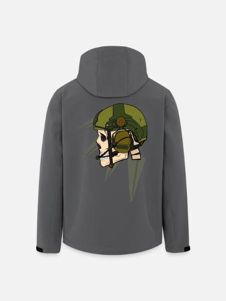Schädel Soldat Helm-Design mit Headset - Recycelte Männer Softshell-Jacke von Stanley/Stella - Schwarz