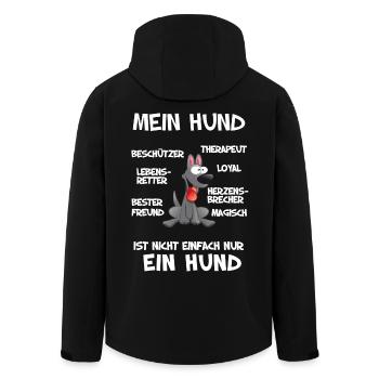 Mein Hund - Recycelte Männer Softshell-Jacke von Stanley/Stella - Schwarz - Hinten - AI Model Male 185 light (185cm)