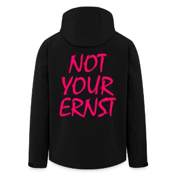 Not your ernst - Recycelte Männer Softshell-Jacke von Stanley/Stella - Schwarz - Hinten - AI Model Male 185 light (185cm)