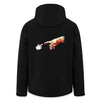 Funny 8bit Nerd & Geek Humor (Creation of Adam) - Recycelte Männer Softshell-Jacke von Stanley/Stella - Schwarz - Hinten - AI Model Male 185 light (185cm)