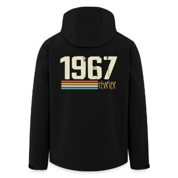 February 1967 - February 1967 Anniversary 1967 - Men’s Recycled Softshell Jacket by Stanley/Stella - black - Back - AI Model Male 185 light (185cm)