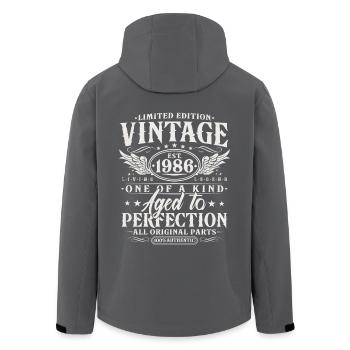 Millésime 1986 Vintage Born Cadeau d’anniversaire - Veste softshell homme en polyester recyclé Stanley/Stella - noir - Dos - AI Model Male 185 light (185cm)