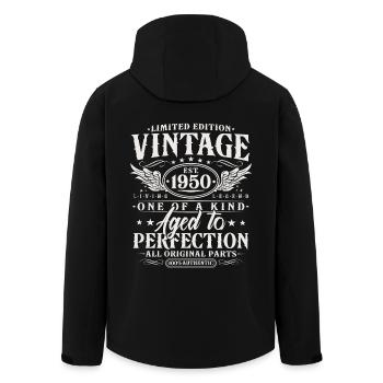 Vintage, années 1950, Vintage Born Cadeau d’anniversaire - Veste softshell homme en polyester recyclé Stanley/Stella - noir - Dos - AI Model Male 185 light (185cm)