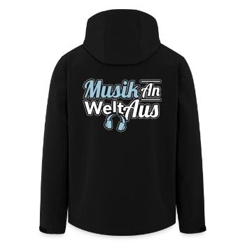 Musik an - Welt aus! - Recycelte Männer Softshell-Jacke von Stanley/Stella - Schwarz - Hinten - AI Model Male 185 light (185cm)