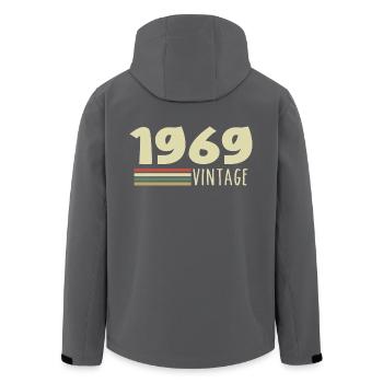 Jubiläum 1969 1969 - Recycelte Männer Softshell-Jacke von Stanley/Stella - Schwarz - Hinten - AI Model Male 185 light (185cm)