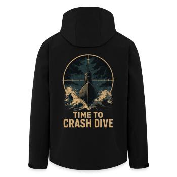 Time to Crash Dive – Submarine in the Crosshairs - Men’s Recycled Softshell Jacket by Stanley/Stella - black - Back - AI Model Male 185 light (185cm)