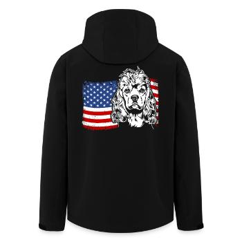 Cocker Américain Épagneul Drapeau de l’Amérique des États-Unis Wilsigns - Veste softshell homme en polyester recyclé Stanley/Stella - noir - Dos - AI Model Male 185 light (185cm)