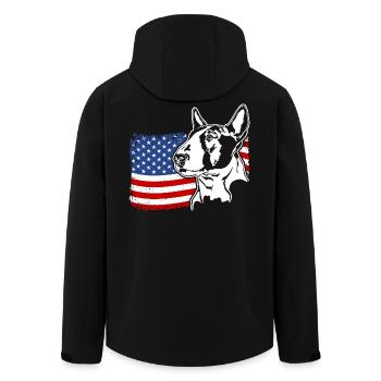 Bull Terrier US Amérique Drapeau Chiens Chien Wilsigns - Veste softshell homme en polyester recyclé Stanley/Stella - noir - Dos - AI Model Male 185 light (185cm)