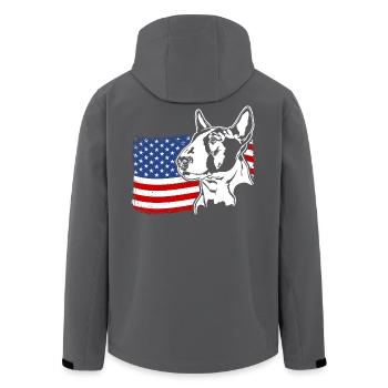 Bull Terrier US Amérique Drapeau Chiens Chien Wilsigns - Veste softshell homme en polyester recyclé Stanley/Stella - charbon - Dos - AI Model Male 185 light (185cm)