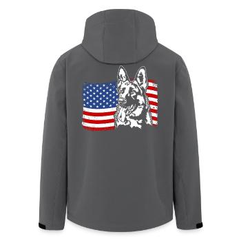Berger Allemand US Amérique Drapeau Wilsigns - Veste softshell homme en polyester recyclé Stanley/Stella - charbon - Dos - AI Model Male 185 light (185cm)