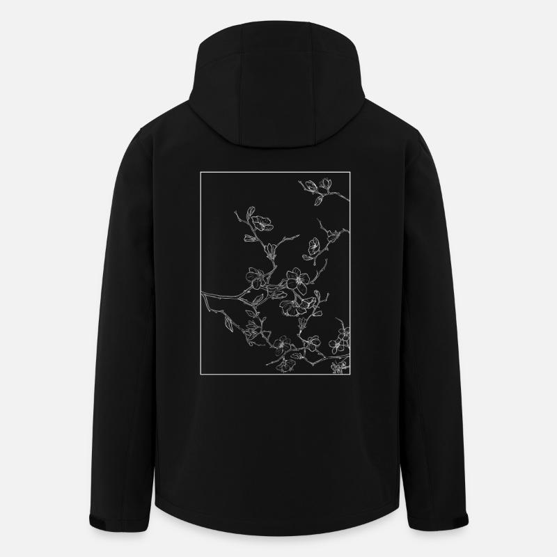 Floral Design Cherry Blossom Outline White - Men’s Recycled Softshell Jacket by Stanley/Stella - black