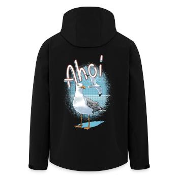 Ahoy Seagull Illustration - Men’s Recycled Softshell Jacket by Stanley/Stella - black - Back - AI Model Male 185 light (185cm)