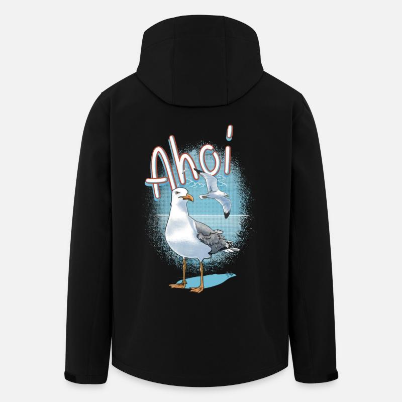 Ahoi Seemöwe Illustration - Recycelte Männer Softshell-Jacke von Stanley/Stella - Schwarz