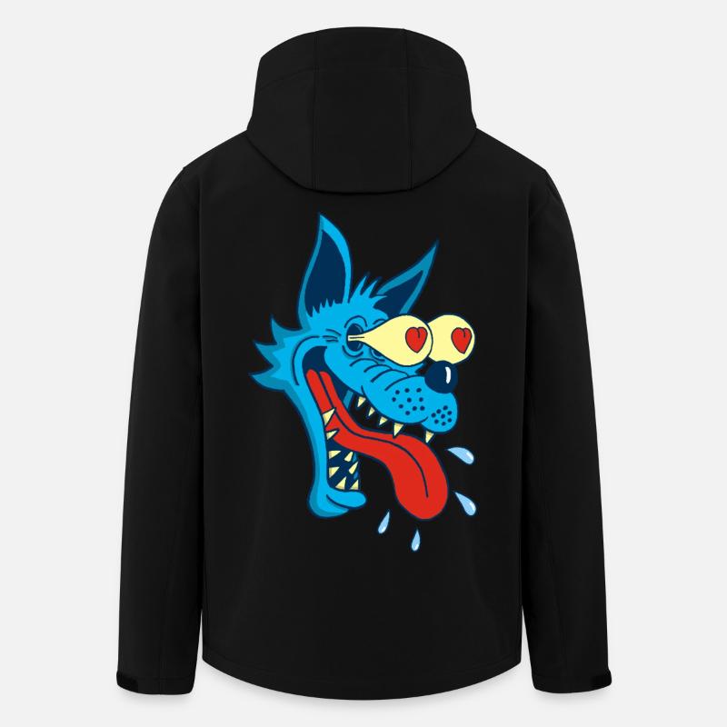 Karikatur Wolf in Liebe - Recycelte Männer Softshell-Jacke von Stanley/Stella - Schwarz