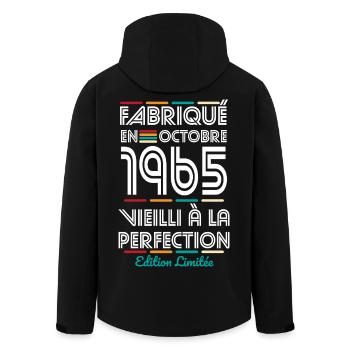 60th Anniversary - Made in October 1965 - Men’s Recycled Softshell Jacket by Stanley/Stella - black - Back - AI Model Male 185 light (185cm)