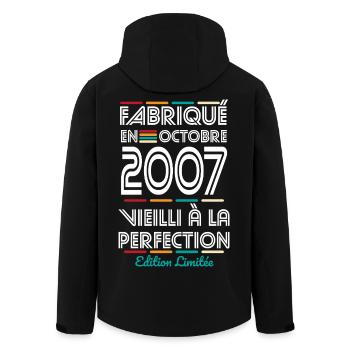 18th Birthday - Made in October 2007 - Men’s Recycled Softshell Jacket by Stanley/Stella - black - Back - AI Model Male 185 light (185cm)