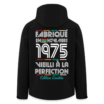 Anniversaire 50 ans - Fabriqué en Novembre 1975 - Veste softshell homme en polyester recyclé Stanley/Stella - noir - Dos - AI Model Male 185 light (185cm)