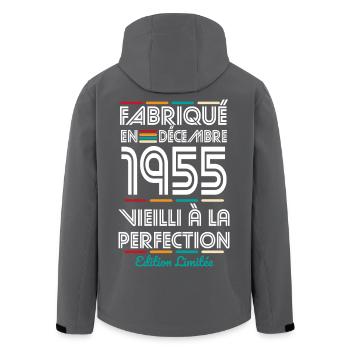 Anniversaire 70 ans - Fabriqué en Décembre 1955 - Veste softshell homme en polyester recyclé Stanley/Stella - noir - Dos - AI Model Male 185 light (185cm)