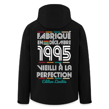 Anniversaire 30 ans - Fabriqué en Décembre 1995 - Veste softshell homme en polyester recyclé Stanley/Stella - noir - Dos - AI Model Male 185 light (185cm)
