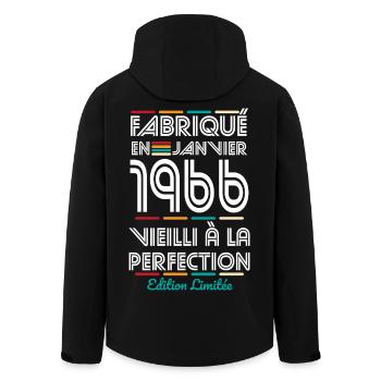 60 Jahre Jubiläum - Hergestellt im Januar 1966 - Recycelte Männer Softshell-Jacke von Stanley/Stella - Schwarz - Hinten - AI Model Male 185 light (185cm)