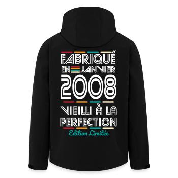 18th Birthday - Made in January 2008 - Men’s Recycled Softshell Jacket by Stanley/Stella - black - Back - AI Model Male 185 light (185cm)