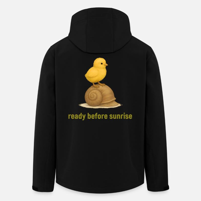 Küken auf Schnecke – Morgendliche Ruhe - Recycelte Männer Softshell-Jacke von Stanley/Stella - Schwarz