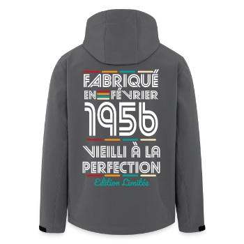 Anniversaire 70 ans - Fabriqué en Février 1956 - Veste softshell homme en polyester recyclé Stanley/Stella - noir - Dos - AI Model Male 185 light (185cm)