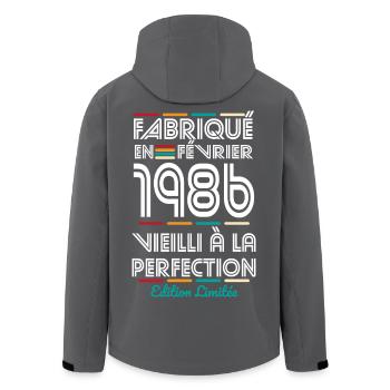 Anniversaire 40 ans - Fabriqué en Février 1986 - Veste softshell homme en polyester recyclé Stanley/Stella - noir - Dos - AI Model Male 185 light (185cm)