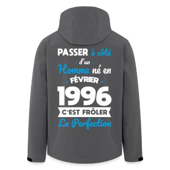 Anniversaire 30 ans - Né en Février 1996 - Veste softshell homme en polyester recyclé Stanley/Stella - noir - Dos - AI Model Male 185 light (185cm)