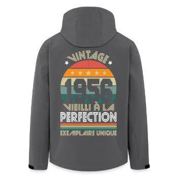 1956 – Vintage – Einzigartiges Exemplar - Recycelte Männer Softshell-Jacke von Stanley/Stella - Anthrazit - Hinten - AI Model Male 185 light (185cm)