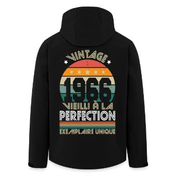 1966 – Vintage – Exemplaire unique - Veste softshell homme en polyester recyclé Stanley/Stella - noir - Dos - AI Model Male 185 light (185cm)
