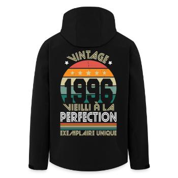 1996 – Vintage – Exemplaire unique - Veste softshell homme en polyester recyclé Stanley/Stella - noir - Dos - AI Model Male 185 light (185cm)