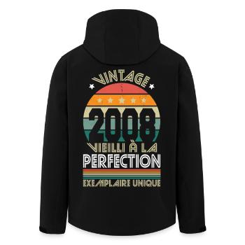 2008 – Vintage – Unique copy - Men’s Recycled Softshell Jacket by Stanley/Stella - black - Back - AI Model Male 185 light (185cm)