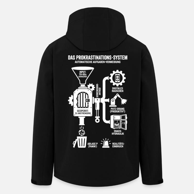 Procrastination System Funny Infographic - Men’s Recycled Softshell Jacket by Stanley/Stella - black