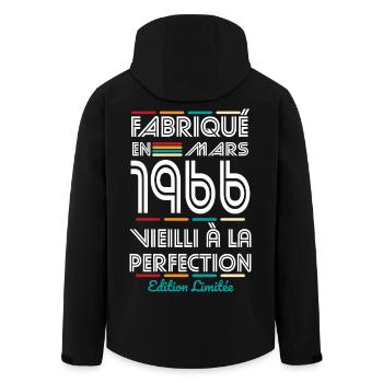 60-jähriges Jubiläum – Hergestellt im März 1966 - Recycelte Männer Softshell-Jacke von Stanley/Stella - Schwarz - Hinten - AI Model Male 185 light (185cm)