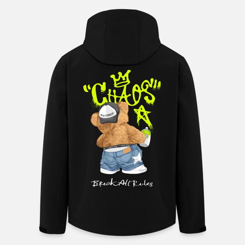 Chaos Bear Graffiti Break All Rules - Men’s Recycled Softshell Jacket by Stanley/Stella - black