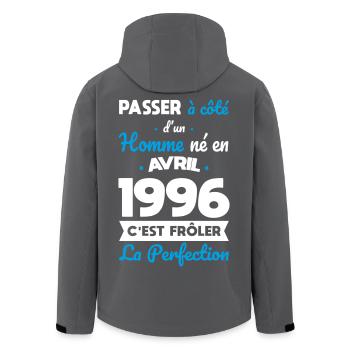 Anniversaire 30 ans - Né en Avril 1996 - Veste softshell homme en polyester recyclé Stanley/Stella - noir - Dos - AI Model Male 185 light (185cm)
