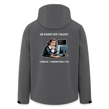 Philosoph Descartes Meme – für einen dunklen Hintergrund - Recycelte Männer Softshell-Jacke von Stanley/Stella - Anthrazit - Hinten - AI Model Male 185 light (185cm)