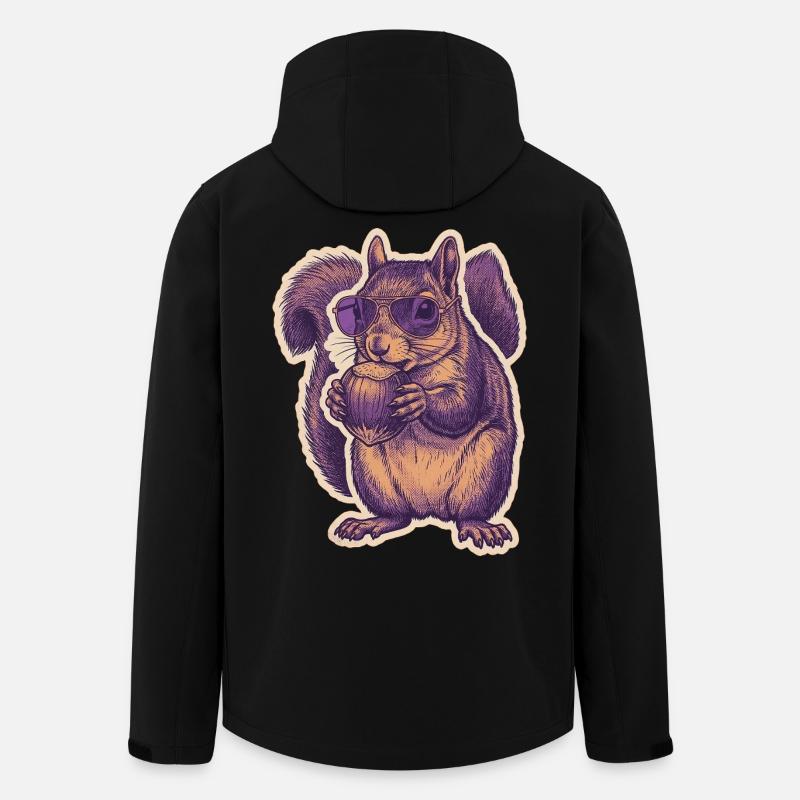 Eichhörnchen Mit Sonnenbrille Knabbert Haselnuss - Recycelte Männer Softshell-Jacke von Stanley/Stella - Schwarz