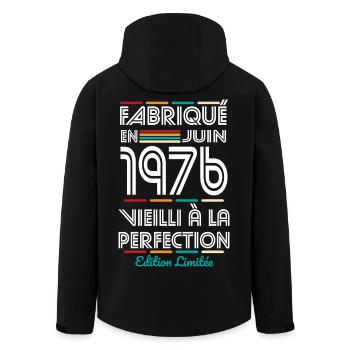 Anniversaire 50 ans - Fabriqué en Juin 1976 - Veste softshell homme en polyester recyclé Stanley/Stella - noir - Dos - AI Model Male 185 light (185cm)