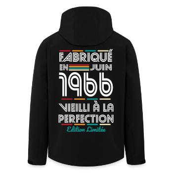 Anniversaire 60 ans - Fabriqué en Juin 1966 - Veste softshell homme en polyester recyclé Stanley/Stella - noir - Dos - AI Model Male 185 light (185cm)