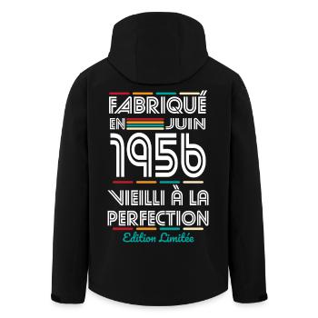 Anniversaire 70 ans - Fabriqué en Juin 1956 - Veste softshell homme en polyester recyclé Stanley/Stella - noir - Dos - AI Model Male 185 light (185cm)