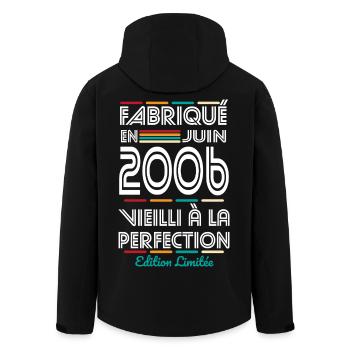 Anniversaire 20 ans - Fabriqué en Juin 2006 - Veste softshell homme en polyester recyclé Stanley/Stella - noir - Dos - AI Model Male 185 light (185cm)