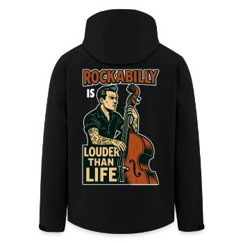 Contrebasse rockabilly : musiciens des années 50 et art du tatouage - Veste softshell homme en polyester recyclé Stanley/Stella - noir - Dos - AI Model Male 185 light (185cm)
