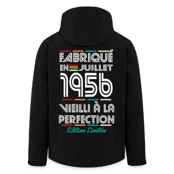 Anniversaire 70 ans - Fabriqué en Juillet 1956 - Veste softshell homme en polyester recyclé Stanley/Stella - noir - Dos - AI Model Male 185 light (185cm)