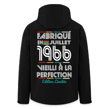 Anniversaire 60 ans - Fabriqué en Juillet 1966 - Veste softshell homme en polyester recyclé Stanley/Stella - noir - Dos - AI Model Male 185 light (185cm)